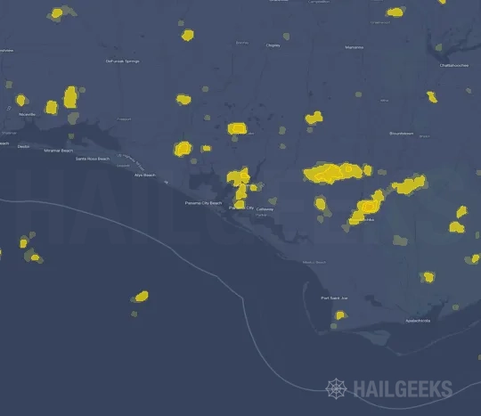 Hail map for Panama City, FL