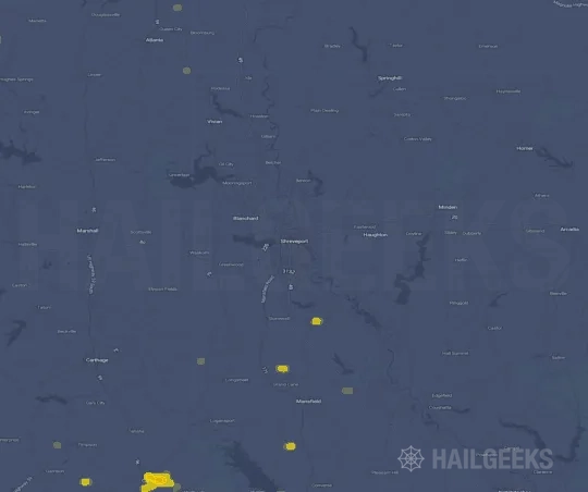 Hail map for Shreveport, LA