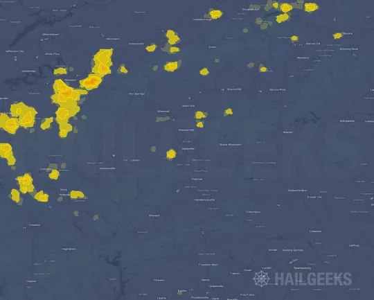 Hail map for Asheville, NC