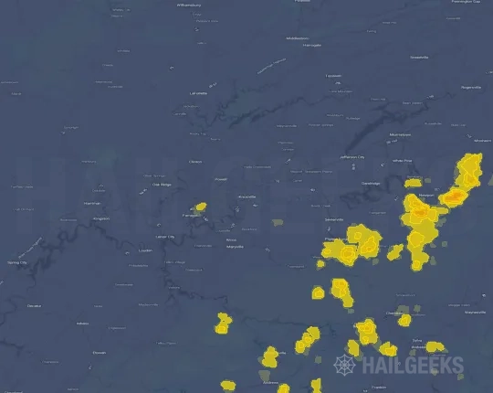 Hail map for Knoxville, TN