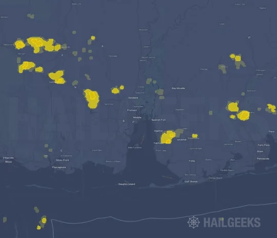 Hail map for Mobile, AL