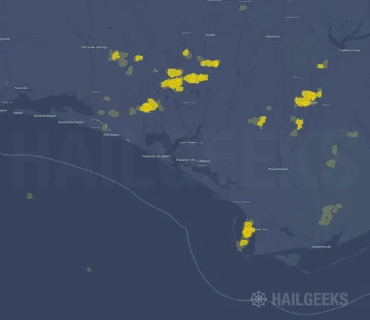 Hail map for Panama City, FL