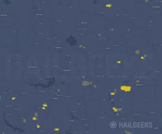 Hail map for Texarkana, AR