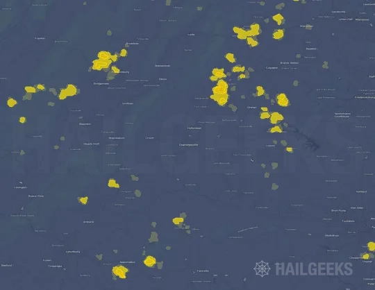 Hail map for Charlottesville, VA