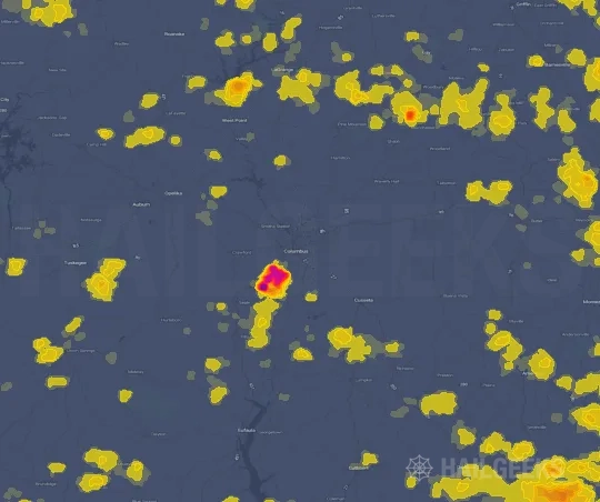 Hail map for Columbus, GA