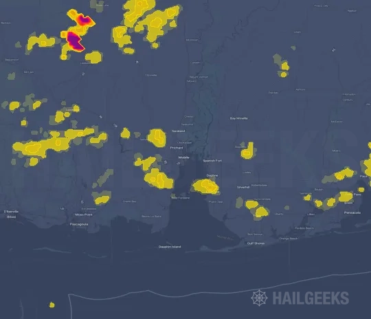 Hail map for Mobile, AL