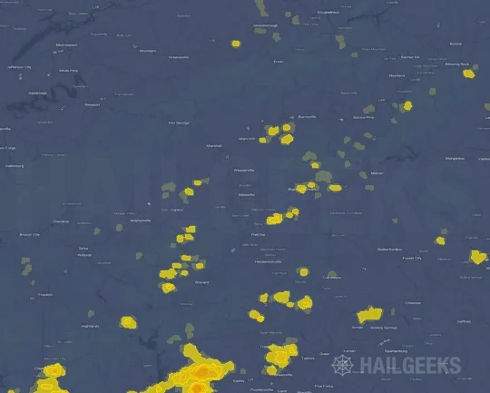 Hail map for Asheville, NC