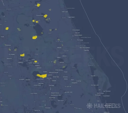 Hail map for Deltona, FL on Jun 26, 2025