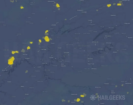 Hail map for Knoxville, TN