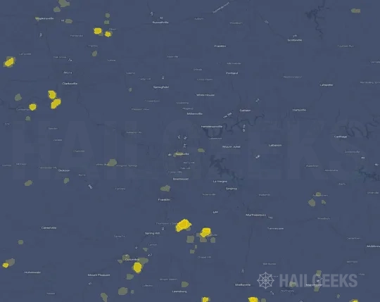 Hail map for Nashville, TN