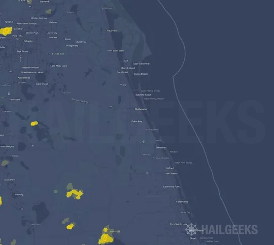 Hail map for Palm Bay, FL