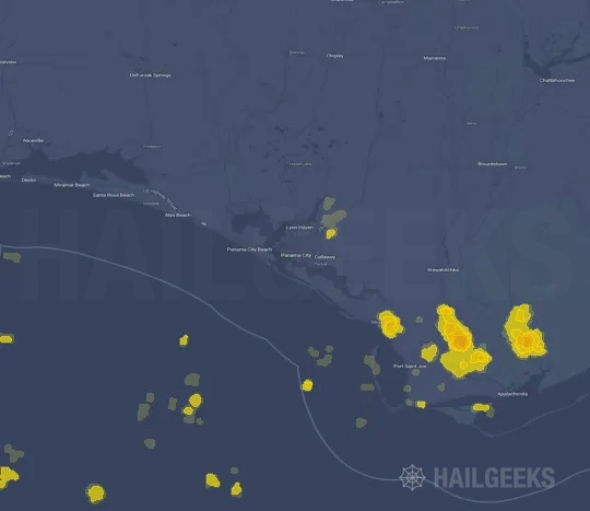 Hail map for Panama City, FL