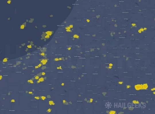 Hail map for South Bend, IN