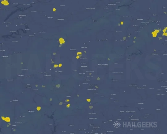 Hail map for Asheville, NC
