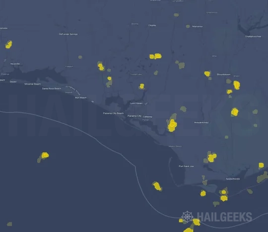 Hail map for Panama City, FL