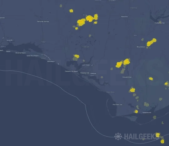 Hail map for Panama City, FL