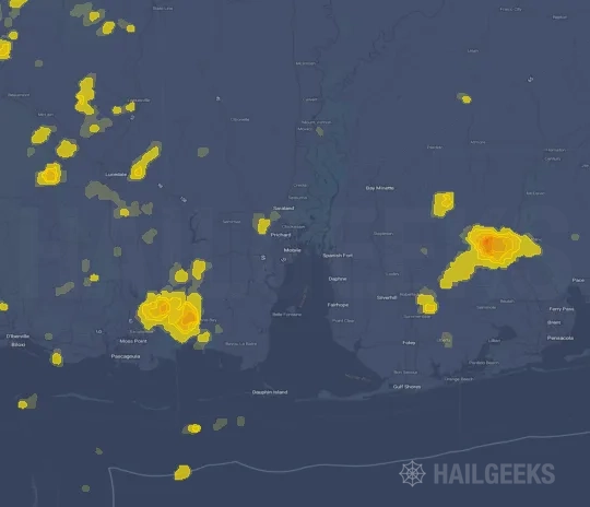 Hail map for Mobile, AL