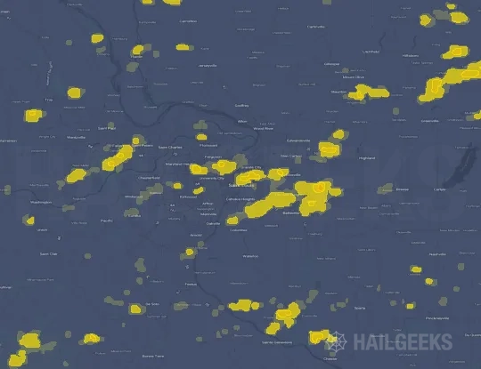 Hail map for Saint Louis, MO