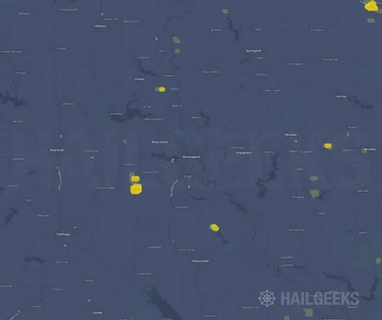 Hail map for Shreveport, LA