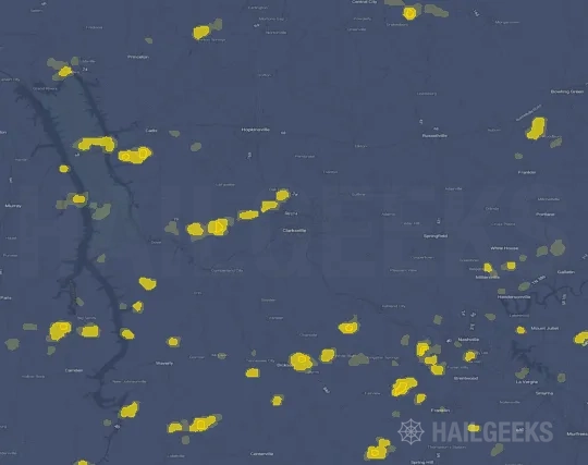 Hail map for Clarksville, TN
