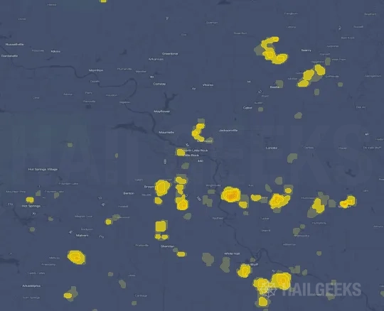 Hail map for Little Rock, AR
