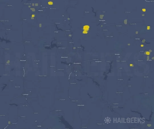 Hail map for Shreveport, LA
