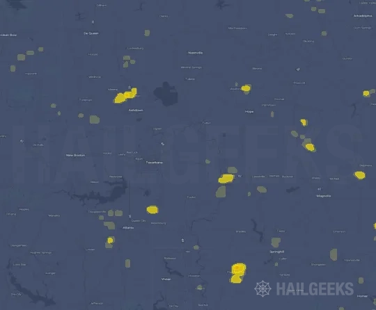 Hail map for Texarkana, AR