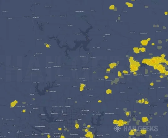 Hail map for Sherman, TX