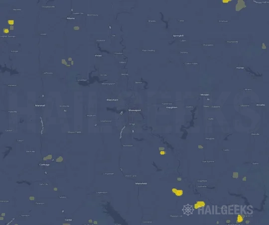 Hail map for Shreveport, LA