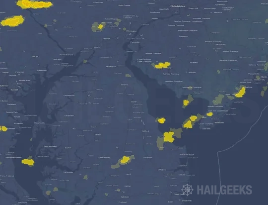 Hail map for Dover, DE