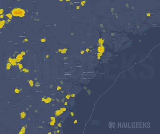 Hail map for Savannah, GA