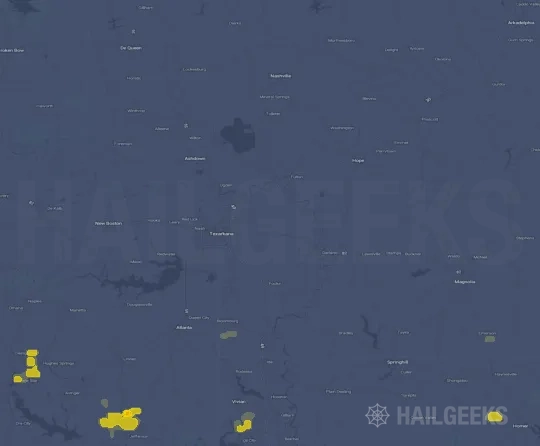 Hail map for Texarkana, AR