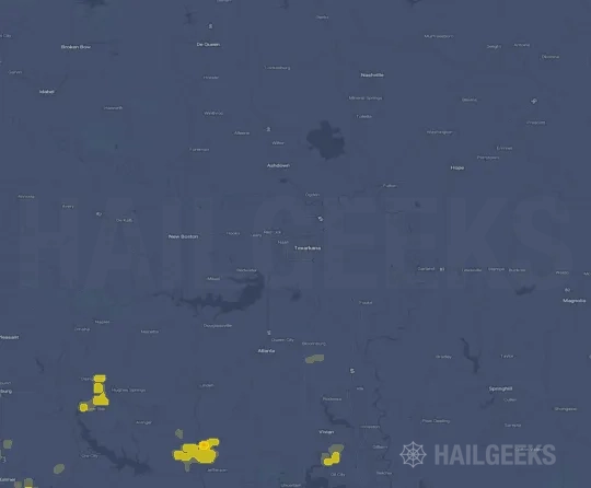 Hail map for Texarkana, TX