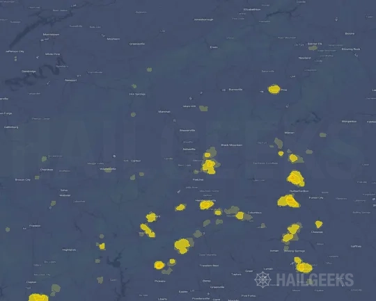 Hail map for Asheville, NC
