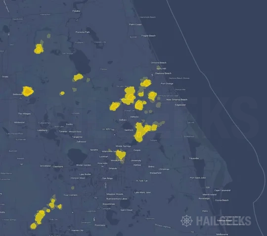Hail map for Deltona, FL on Jul 11, 2025