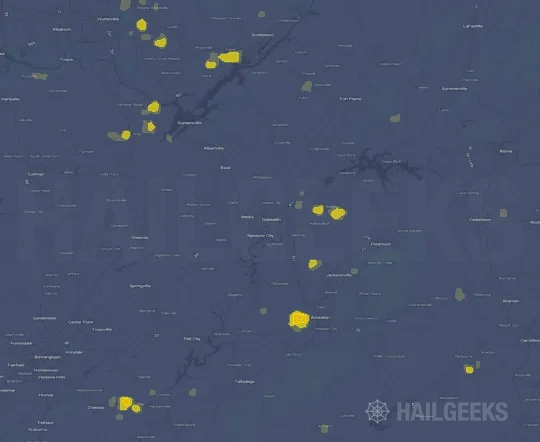 Hail map for Gadsden, AL
