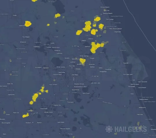 Hail map for Orlando, FL on Jul 11, 2025