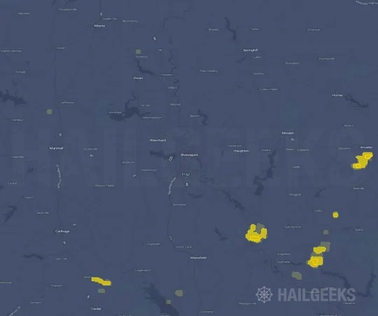 Hail map for Shreveport, LA
