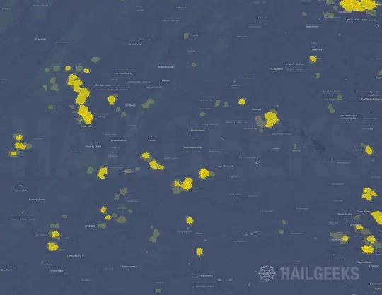 Hail map for Charlottesville, VA