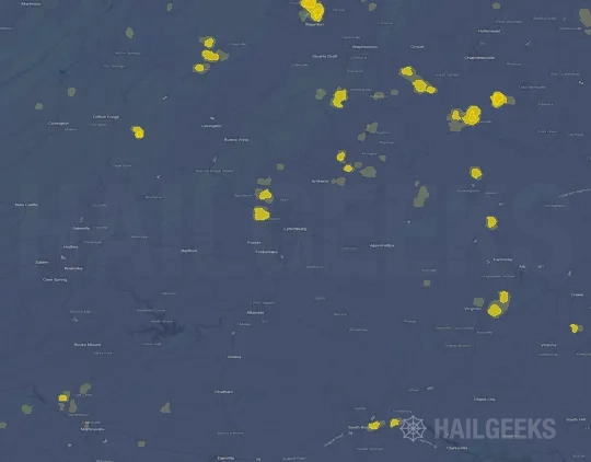 Hail map for Lynchburg, VA