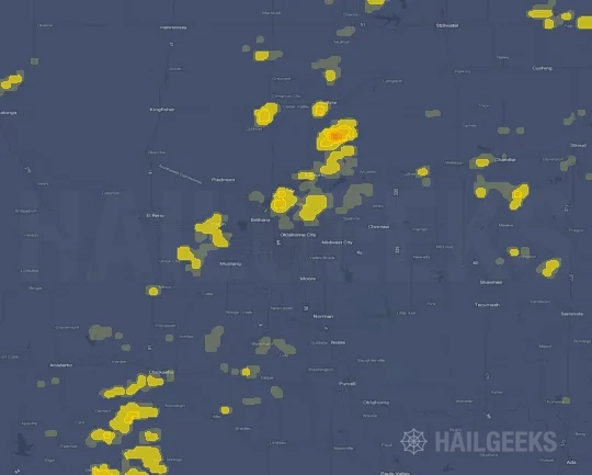 Hail map for Oklahoma City, OK