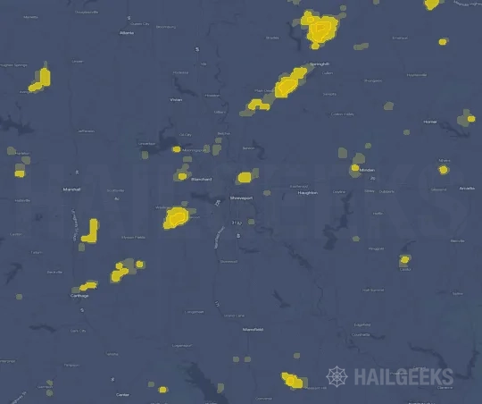 Hail map for Shreveport, LA