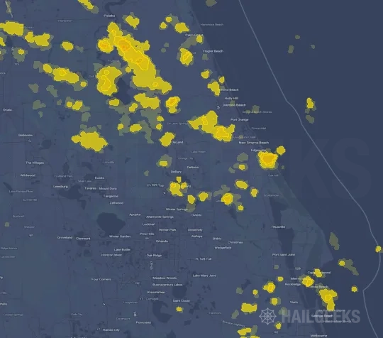 Hail map for Deltona, FL