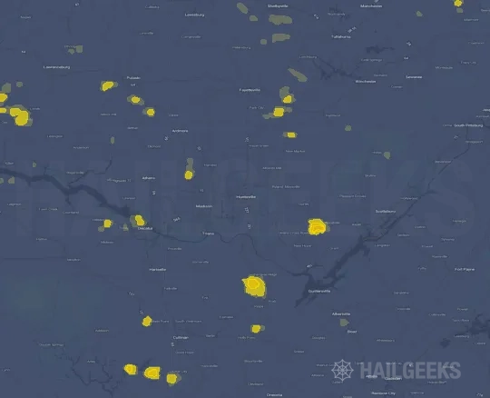 Hail map for Huntsville, AL
