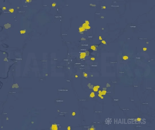 Hail map for Jackson, MS