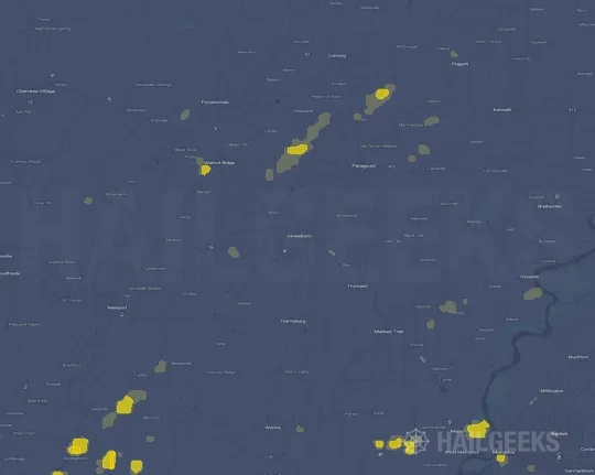 Hail map for Jonesboro, AR