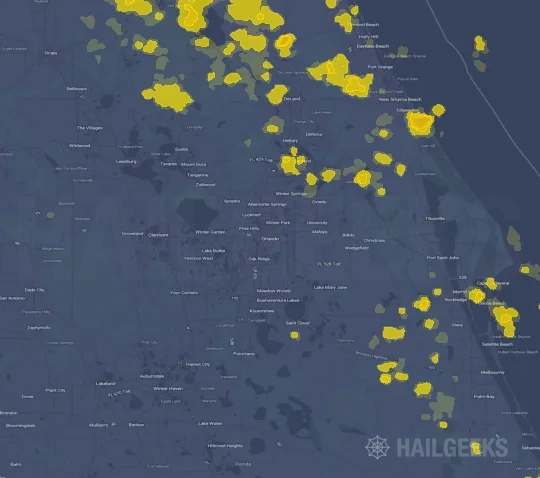 Hail map for Orlando, FL