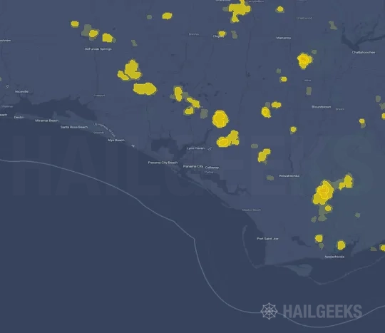 Hail map for Panama City, FL
