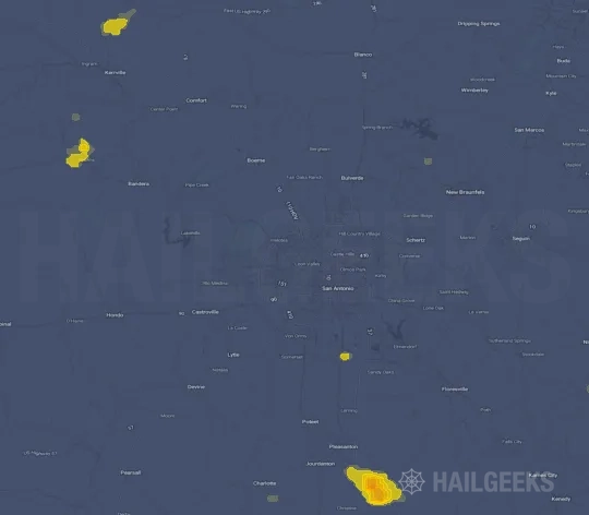 Hail map for San Antonio, TX