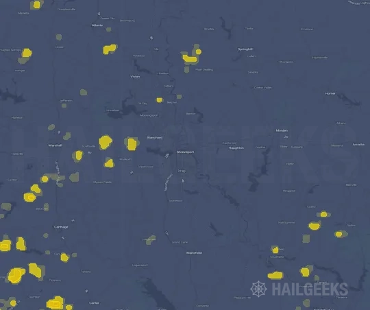 Hail map for Shreveport, LA